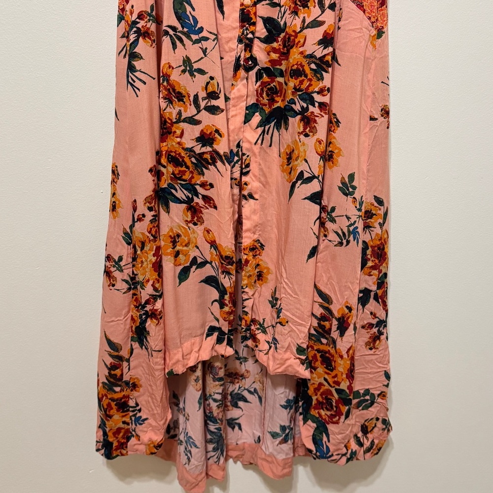 Free People Floral Lover Boy Maxi Dress Size 8 long button down - Picture 6 of 9